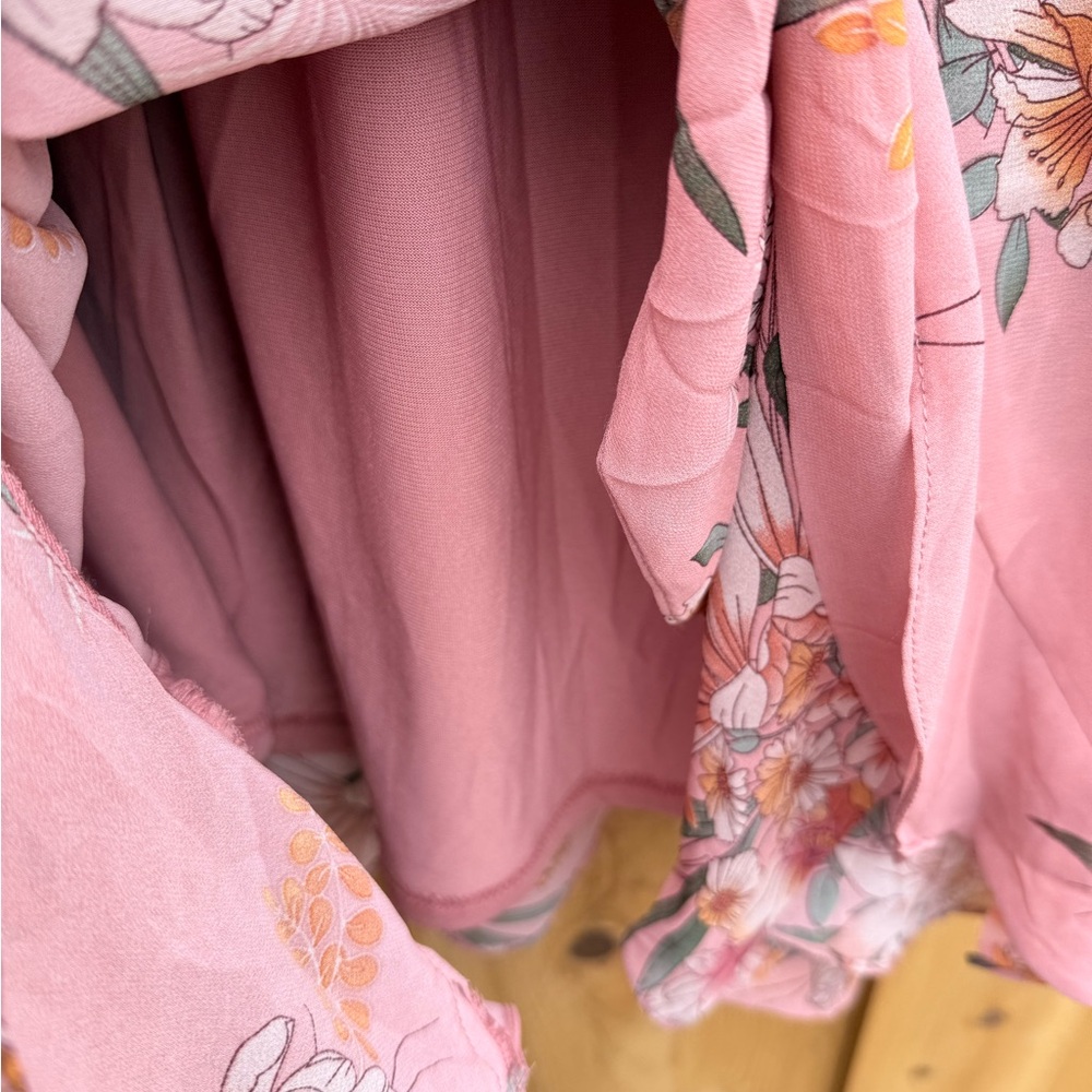 City Chic Pink Floral Wrap Dress - Picture 4 of 9